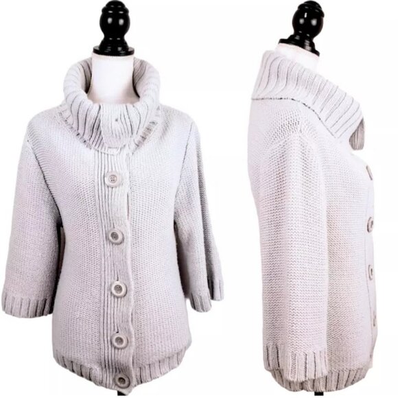 White House Black Market Sweaters - WHITE HOUSE BLACK MARKET Cardigan Sweater, Light Gray Buttons Knit Career, S